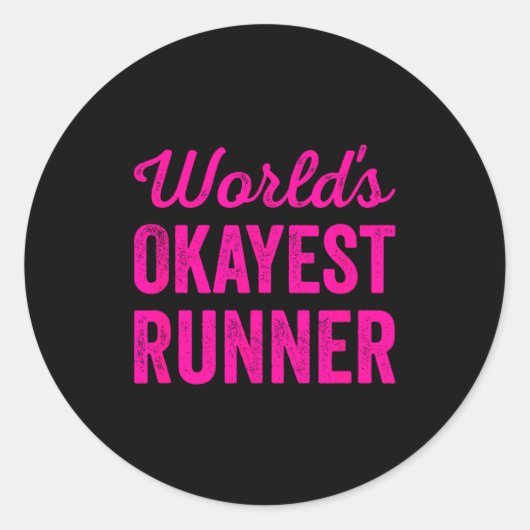 Worlds Okayest Runner Funny Sarcastic Running Srts Runder Aufkleber (Vorderseite)