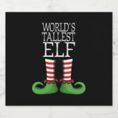 Worlds Tallest Elf Weihnachtskostüme Design Schaumweinetikett (Einzelnes Label)