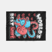 World's Wife Cute Kawaii Octopus Heart Cute Couple Fleecedecke (Vorderseite (Horizontal))