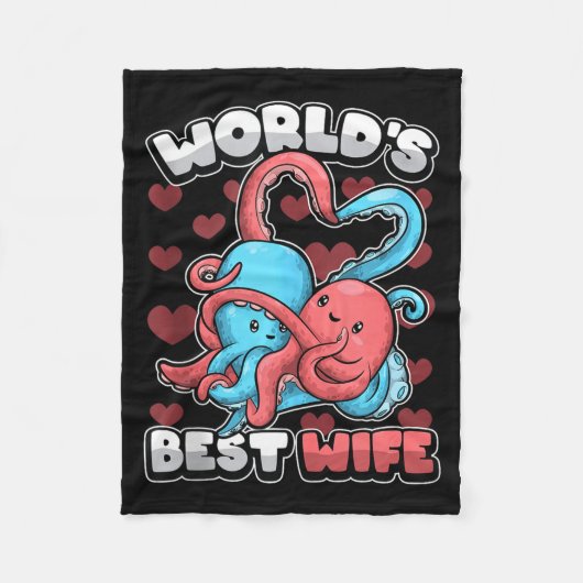 World's Wife Cute Kawaii Octopus Heart Cute Couple Fleecedecke (Vorderseite)