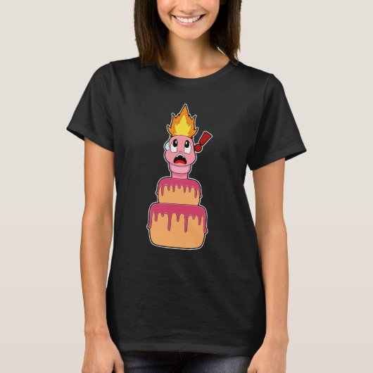 Worm Birthday Cake T-Shirt (Vorderseite)