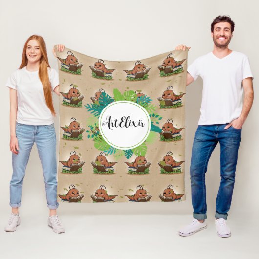Worm Brown Book Lover Print Fleecedecke (Beispiel)