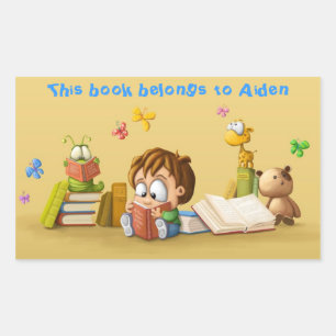 Worm buchen rechteckiger aufkleber