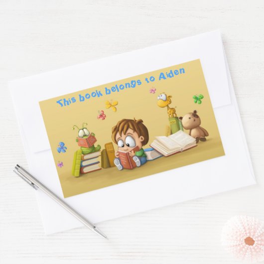 Worm buchen rechteckiger aufkleber (Umschlag)