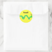 Worm buchen runder aufkleber (Tasche)