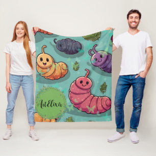 Worm Butterfly Print Fleecedecke