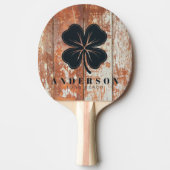 Worn Barn Wood Four Leaf Clover with Name Tischtennis Schläger (Vorderseite)