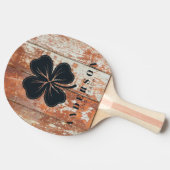 Worn Barn Wood Four Leaf Clover with Name Tischtennis Schläger (Seitenansicht)