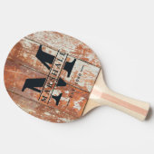 Worn Barn Wood Monogram & Name Overlay Tischtennis Schläger (Seitenansicht)