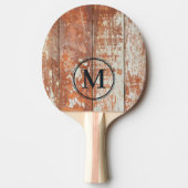 Worn Barn Wood Monogram Tischtennis Schläger (Vorderseite)