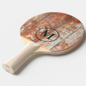Worn Barn Wood Monogram Tischtennis Schläger (Vorderseite)
