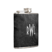 Worn Black Leather Flachmann (Rechts)