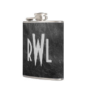 Worn Black Leather Flachmann (Links)