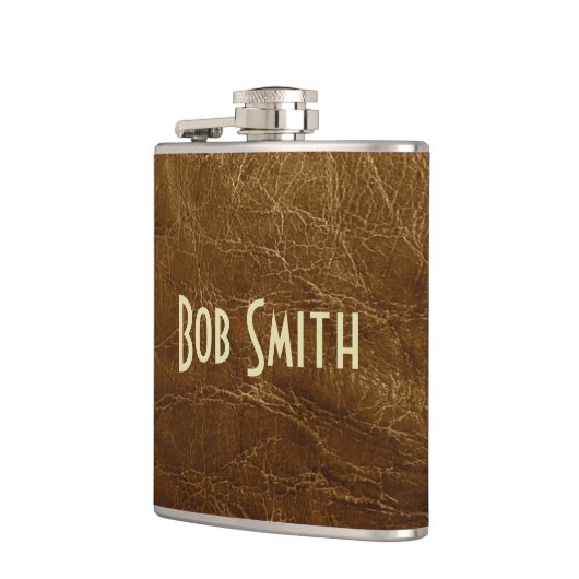 Worn Brown Leather Flachmann (Links)