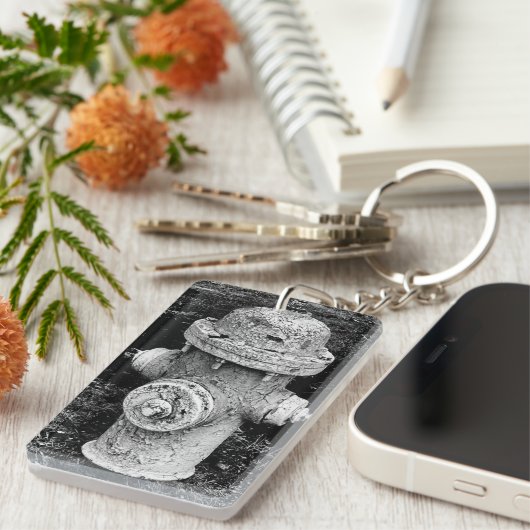 Worn Chipped Rusty Old Fire Hydrant Photograph Schlüsselanhänger (Vorderseite rechts)