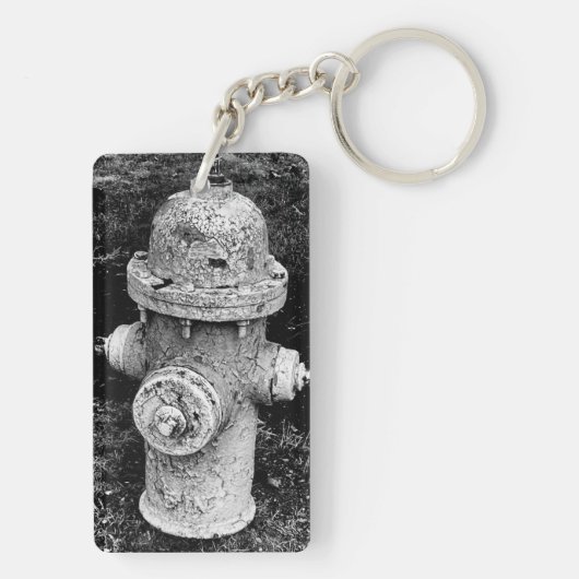 Worn Chipped Rusty Old Fire Hydrant Photograph Schlüsselanhänger (Rückseite)