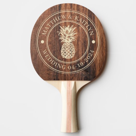 Worn Cutting Board Pineapple Wedding Names Tischtennis Schläger (Rückseite)