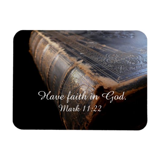 Worn Leather Bibel, "Habt Glauben an Gott" Mark 11 Magnet (Horizontal)