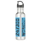 Worn out and scratched text Workout 247365 blue Edelstahlflasche (Rückseite)