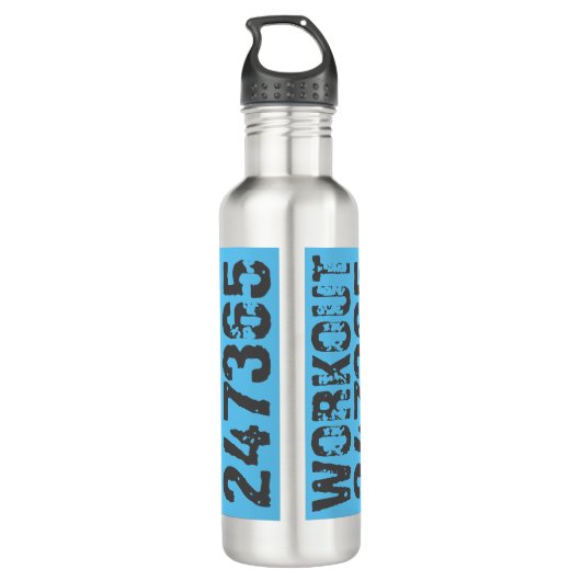 Worn out and scratched text Workout 247365 blue Edelstahlflasche (Rückseite)