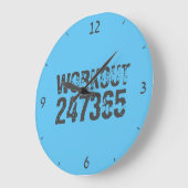 Worn out and scratched text Workout 247365 blue Große Wanduhr (Winkel)