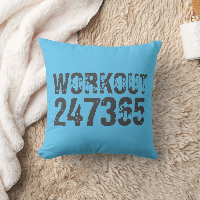 Worn out and scratched text Workout 247365 blue Kissen (Decke)