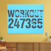 Worn out and scratched text Workout 247365 blue Leinwanddruck (Insitu (Wohnzimmer))