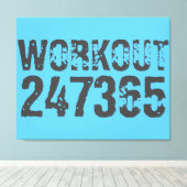 Worn out and scratched text Workout 247365 blue Leinwanddruck (Insitu (Holzboden))