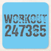 Worn out and scratched text Workout 247365 blue Rechteckiger Pappuntersetzer (Vorderseite)