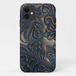 Worn Vintag Embossed Dark Brown Leather Case Mate