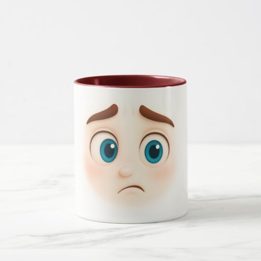 Worried blue eyes – anxious big mood face tasse (Zentrum)