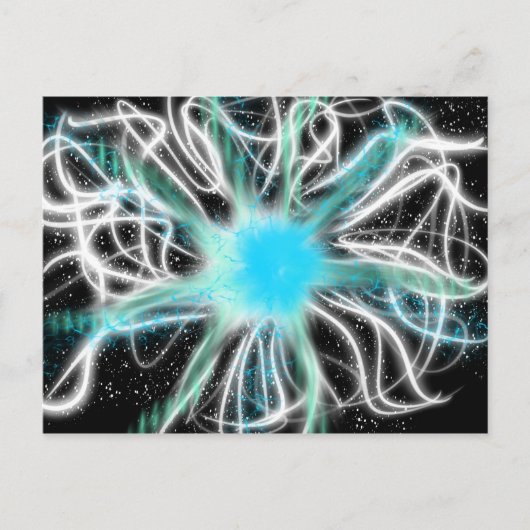 Worship Art Aqua White Blue on Black Oct 2017 ESSL Postkarte (Vorderseite)