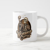 Worship Coffee Skeleton Funny Jumbo-Tasse (Rechts)