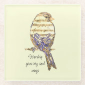 Worship gives my soul wings Sparrow Bird Glasuntersetzer (Vorderseite)