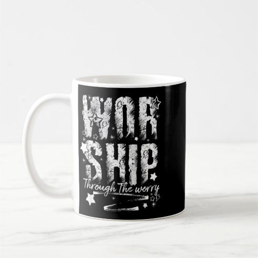 Worship Through The Worry Christian Faith Retro Bi Kaffeetasse (Links)