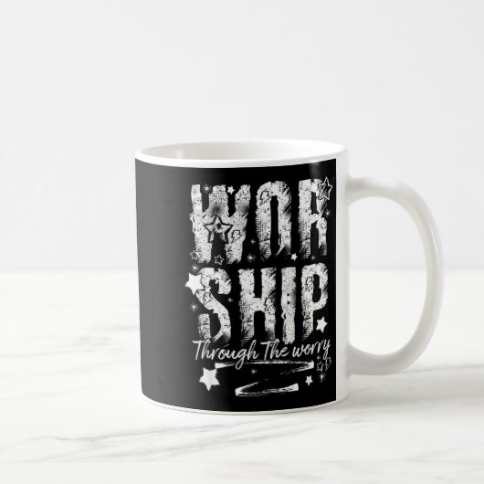 Worship Through The Worry Christian Faith Retro Bi Kaffeetasse (Rechts)