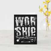 Worship Through The Worry Christian Faith Retro Bi Karte (Gelbe Blume)