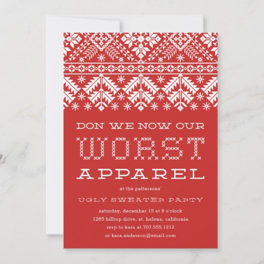 Worst Apparel | Ugly Sweater Party Einladung (Vorderseite)