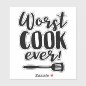Worst Cook Ever Funny Koch Zitat mit Spatula Aufkleber (Blatt)