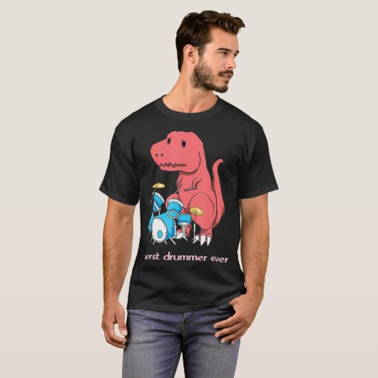 Worst Drummer Ever Funny Dinosaur TRex Drum T-Shirt (Vorne ganz)