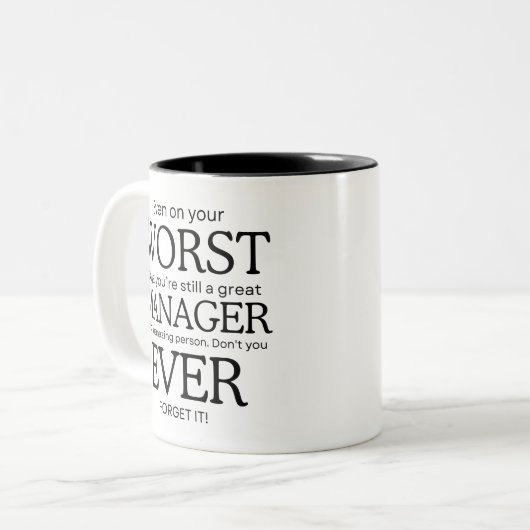 Worst Manager Ever Zweifarbige Tasse (Vorderseite Links)