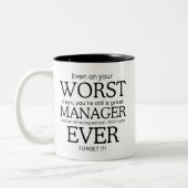 Worst Manager Ever Zweifarbige Tasse (Links)