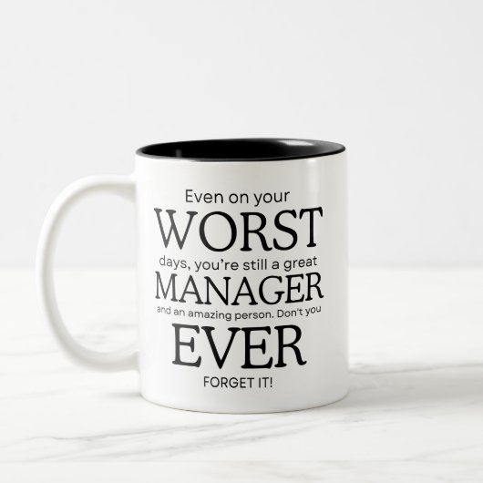Worst Manager Ever Zweifarbige Tasse (Links)