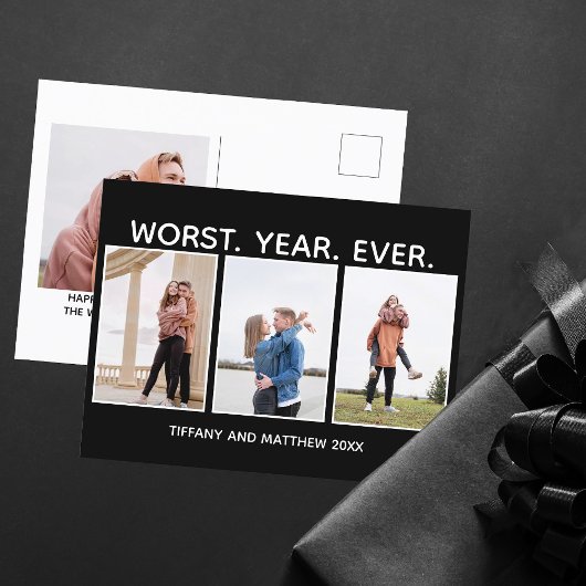 Worst Year Ever Funny Christmas Foto Dunkler Spaß Postkarte