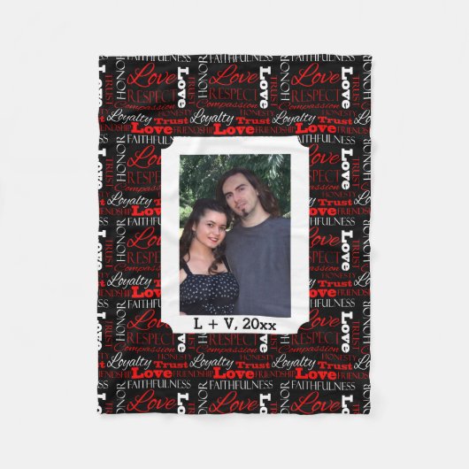 Wort-Collage Fotovalentines Tagespersonalisiert Fleecedecke (Vorderseite)