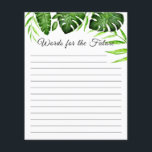 Wort für tropische Schrift des Future Brautparty<br><div class="desc">Tropischer Dschungel Thema Monstera oder Palm Blätter Brautparty "Worte für die Zukunft". Entwickelt und illustriert mit Liebe von Kristine Lee Designs www.kristineleedesigns.com</div>