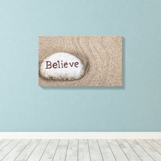 Wort glauben an Strandgestein Leinwanddruck (Insitu (Holzboden))