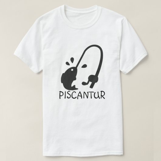 Wort im Latein: piscantur und Fische und T-Shirt (Design vorne)