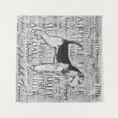 Wort-Kunst-Tinte Airedales Terrier monotone Wandteppich (Vorderseite (Horizontal))