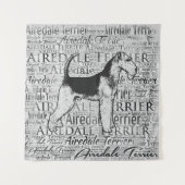 Wort-Kunst-Tinte Airedales Terrier monotone Wandteppich (Vorderseite)